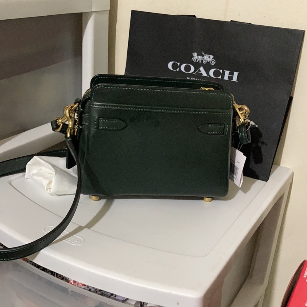Coach Tate 18 leather. Crossbody Amazon Green leather - Picture 6 of 12